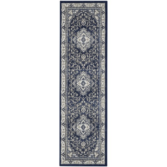 Nourison Cyrus CYR06 Runner Rug, Navy/Ivory, 2'2" x 7'6"