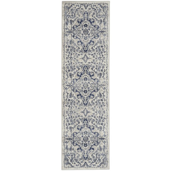 Nourison Cyrus CYR07 Runner Rug, Ivory/Blue, 2'2" x 7'6"