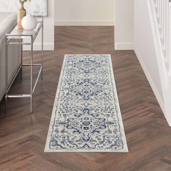 Nourison Cyrus CYR07 Runner Rug, Ivory/Blue, 2'2" x 7'6"