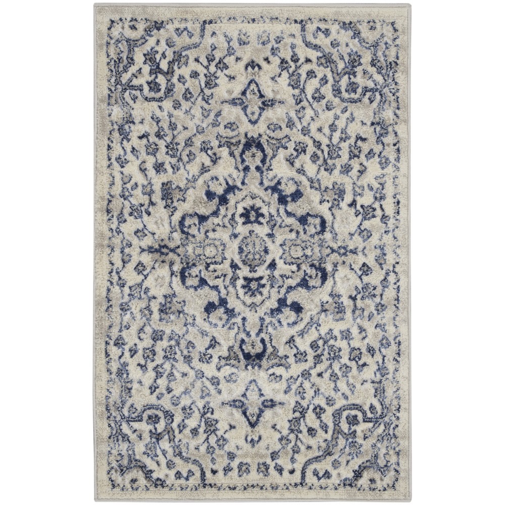 Nourison Cyrus CYR07 Area Rug, Ivory/Blue, 2'6" x 4'