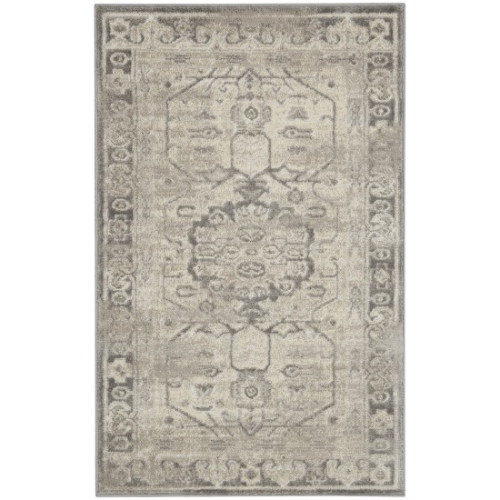 Nourison Cyrus CYR08 Area Rug, Ivory/Grey, 2'6" x 4'