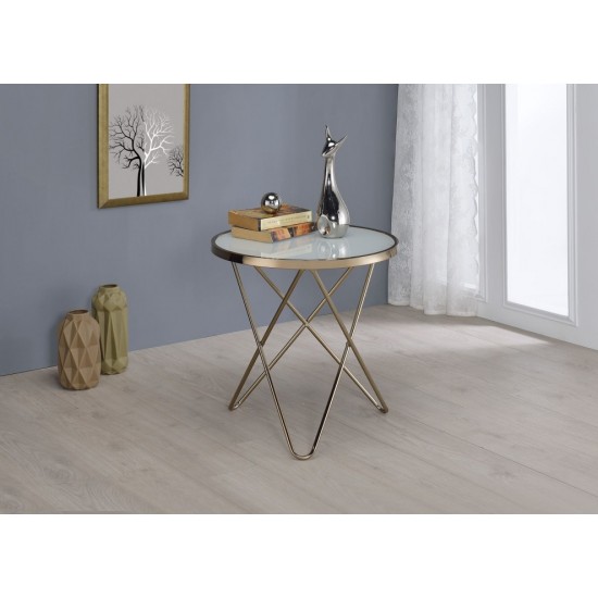 ACME Valora End Table, Champagne & Frosted Glass