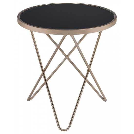 ACME Valora End Table, Champagne & Black Glass