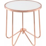 ACME Alivia End Table, Rose Gold & Frosted Glass