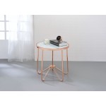 ACME Alivia End Table, Rose Gold & Frosted Glass