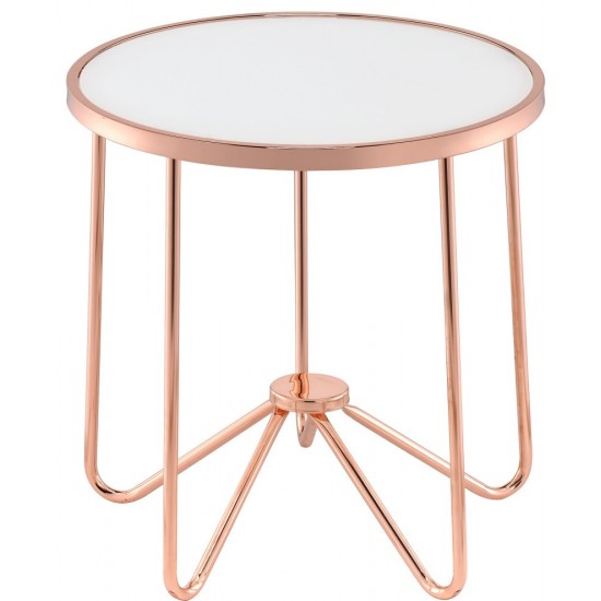 ACME Alivia End Table, Rose Gold & Frosted Glass