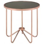 ACME Alivia End Table, Rose Gold & Smoky Glass