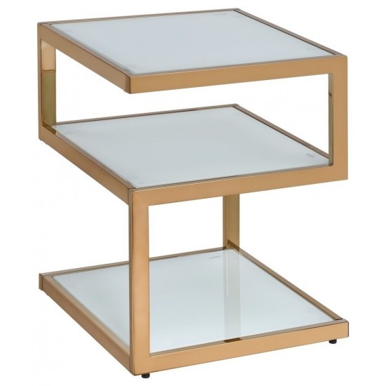 ACME Alyea Side Table, Champagne & Frosted Glass