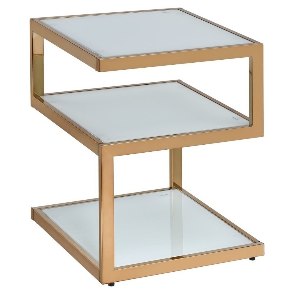 ACME Alyea Side Table, Champagne & Frosted Glass