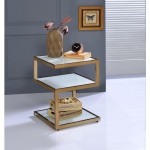 ACME Alyea Side Table, Champagne & Frosted Glass