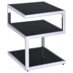 ACME Alyea Side Table, Chrome & Black Glass