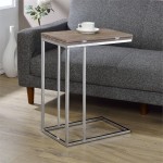 ACME Danson Side Table, Weathered Oak & Chrome