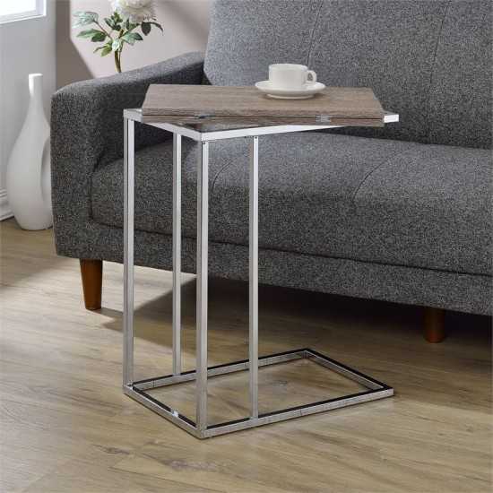 ACME Danson Side Table, Weathered Oak & Chrome