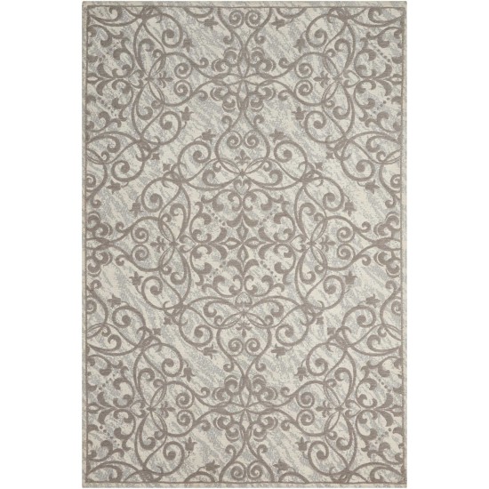 Nourison Damask DAS01 Area Rug, Ivory/Grey, 5' x 7'