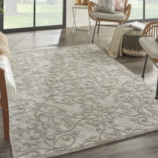 Nourison Damask DAS01 Area Rug, Ivory/Grey, 5' x 7'