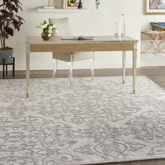 Nourison Damask DAS01 Area Rug, Ivory/Grey, 8' x 10'