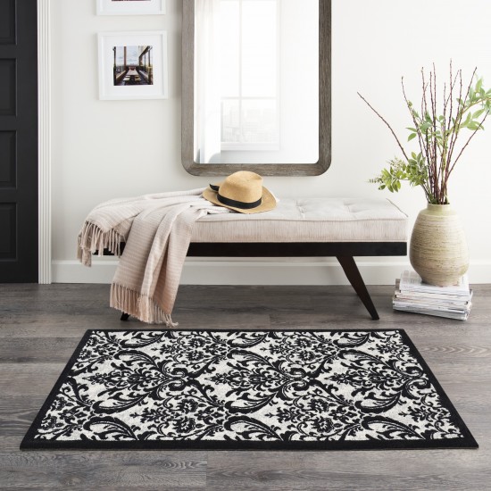 Nourison Damask DAS02 Area Rug, Black/White, 2'3" x 3'9"