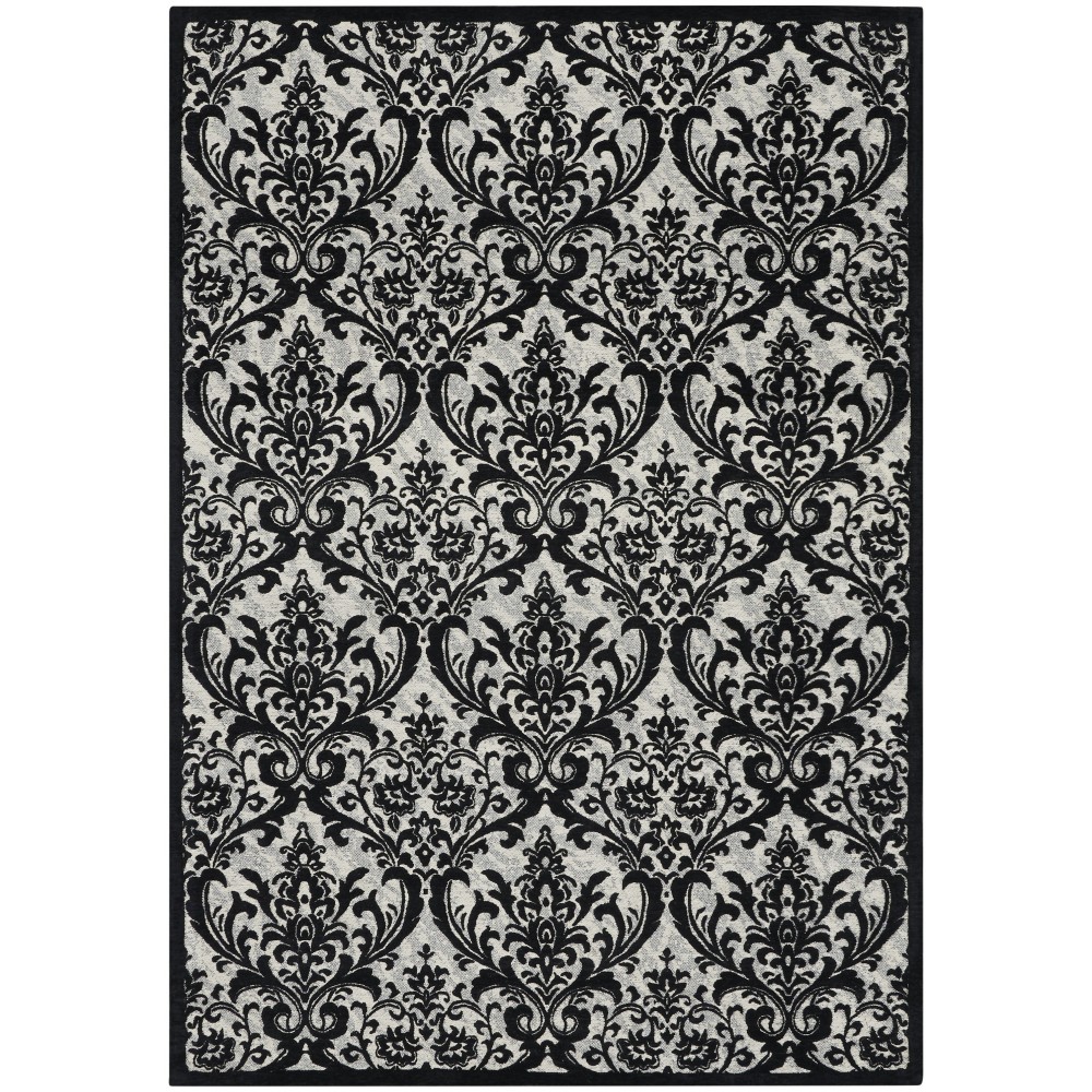 Nourison Damask DAS02 Area Rug, Black/White, 5' x 7'