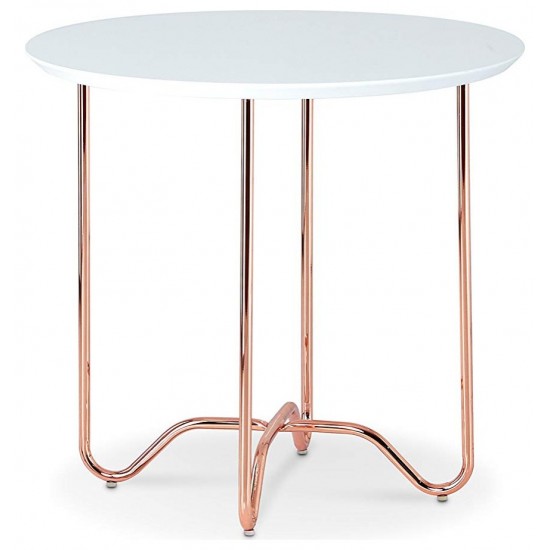 ACME Canty End Table, White & Rose Gold