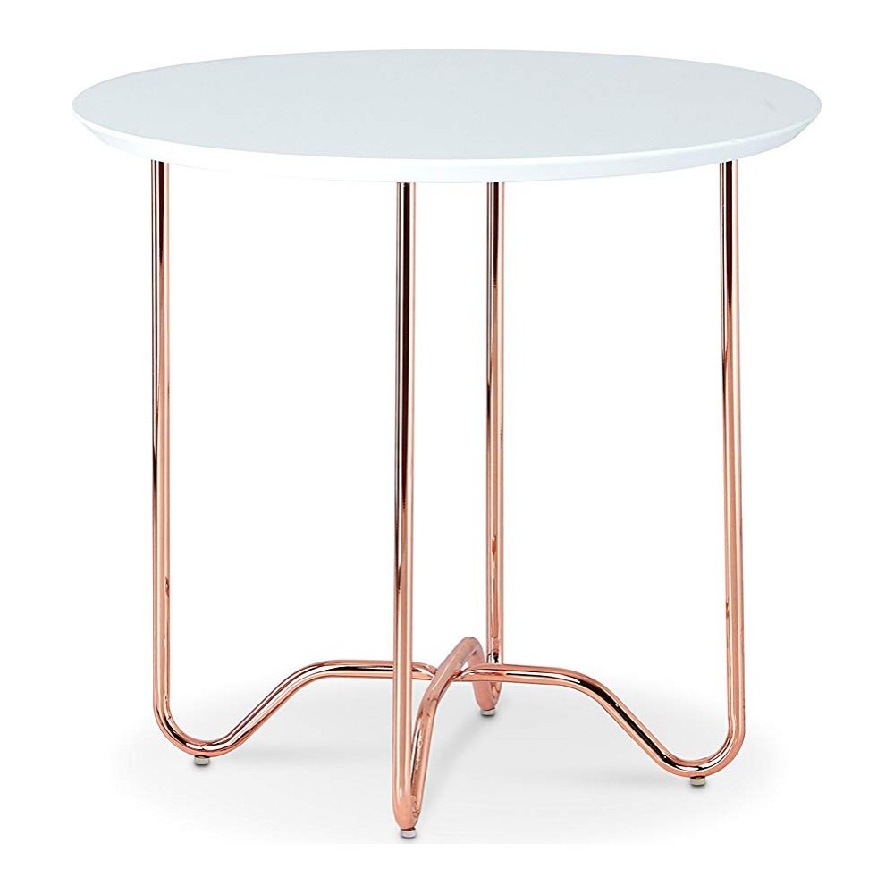 ACME Canty End Table, White & Rose Gold