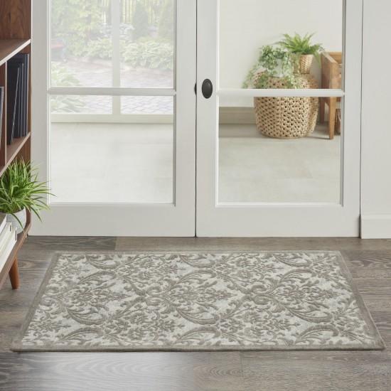 Nourison Damask DAS02 Area Rug, Ivory/Grey, 2'3" x 3'9"