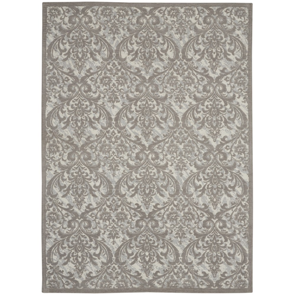 Nourison Damask DAS02 Area Rug, Ivory/Grey, 5' x 7'