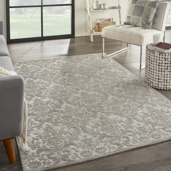 Nourison Damask DAS02 Area Rug, Ivory/Grey, 5' x 7'