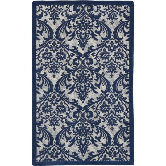 Nourison Damask DAS02 Area Rug, Ivory/Navy, 2'3" x 3'9"