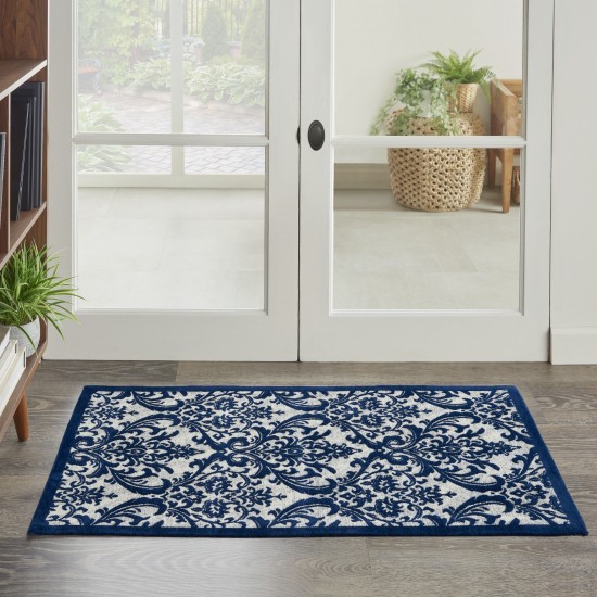 Nourison Damask DAS02 Area Rug, Ivory/Navy, 2'3" x 3'9"