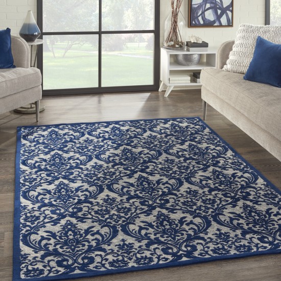 Nourison Damask DAS02 Area Rug, Ivory/Navy, 5' x 7'