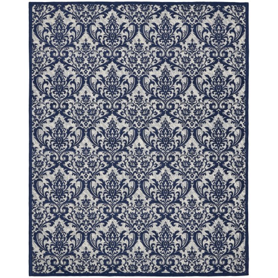 Nourison Damask DAS02 Area Rug, Ivory/Navy, 8' x 10'