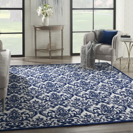 Nourison Damask DAS02 Area Rug, Ivory/Navy, 8' x 10'