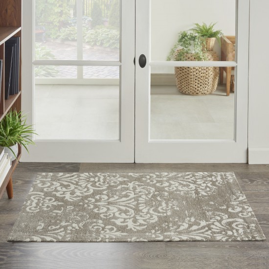 Nourison Damask DAS03 Area Rug, Ivory/Grey, 2'3" x 3'9"