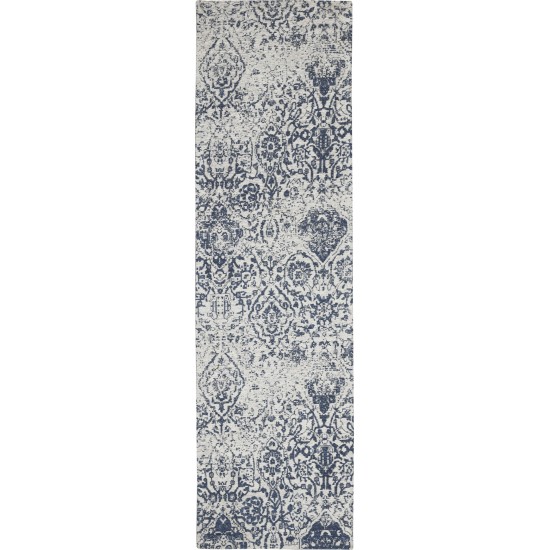 Nourison Damask DAS06 Runner Rug, Blue, 2'3" x 7'6"