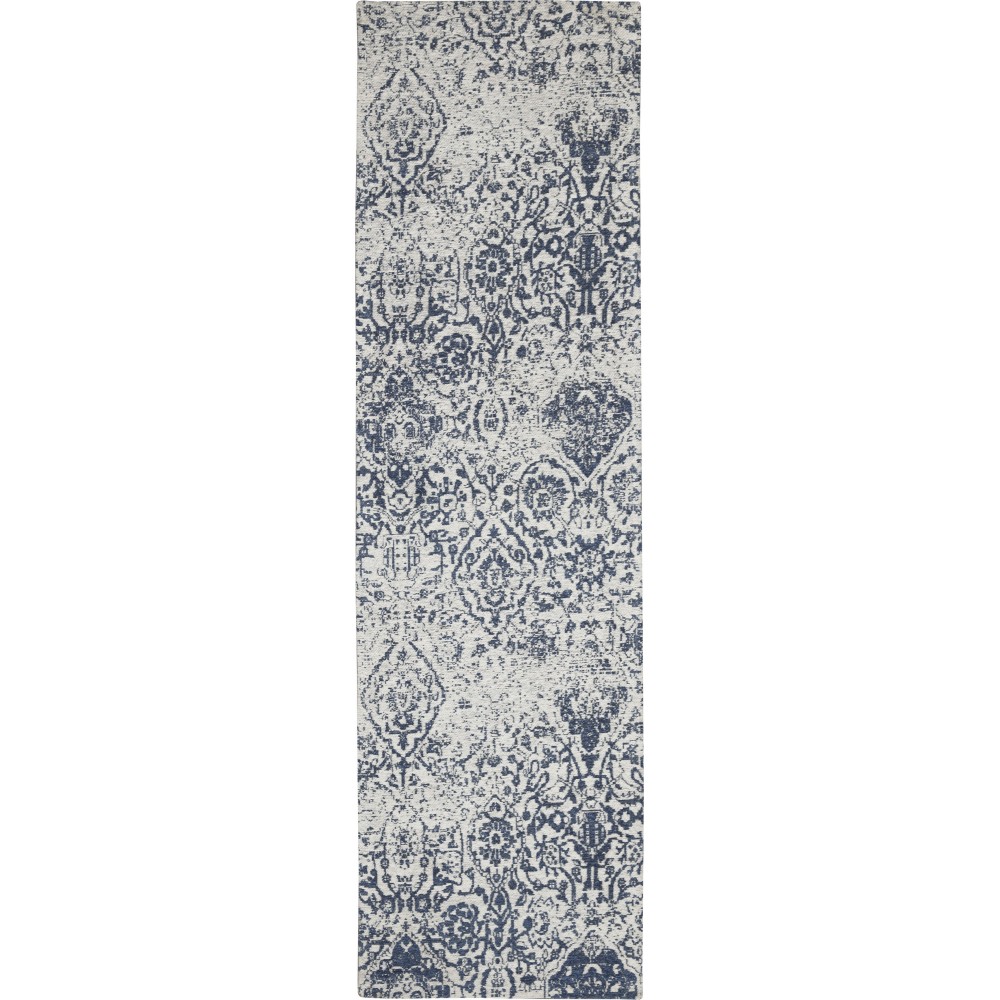 Nourison Damask DAS06 Runner Rug, Blue, 2'3" x 7'6" Nourison Damask DAS06 Runner Rug, Blue, 2'3" x 7'6"