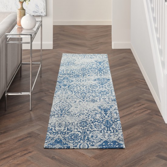 Nourison Damask DAS06 Runner Rug, Blue, 2'3" x 7'6"