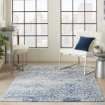 Nourison Damask DAS06 Area Rug, Blue, 3'6" x 5'6"