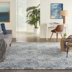 Nourison Damask DAS06 Area Rug, Blue, 8' x 10'