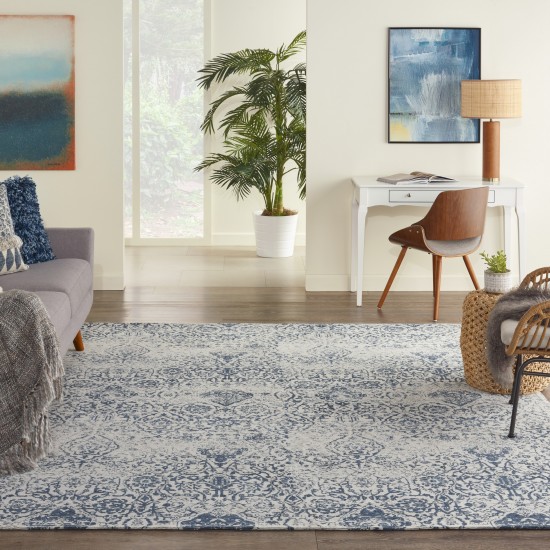 Nourison Damask DAS06 Area Rug, Blue, 9' x 12'