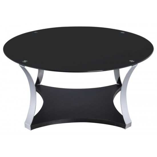 ACME Geiger Coffee Table, Chrome & Black Glass