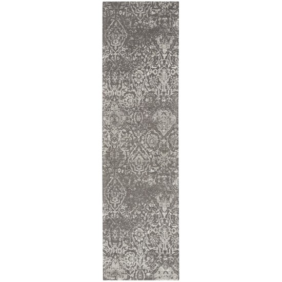 Nourison Damask DAS06 Runner Rug, Dark Grey, 2'3" x 7'6"