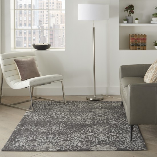 Nourison Damask DAS06 Area Rug, Dark Grey, 5' x 7'