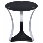 ACME Geiger End Table, Chrome & Black Glass