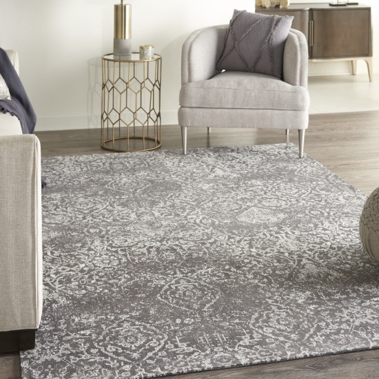 Nourison Damask DAS06 Area Rug, Dark Grey, 6' x 9'