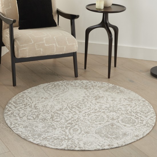 Nourison Damask DAS06 Area Rug, Ivory, 4' x Round