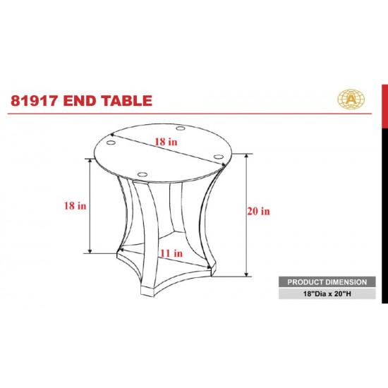 ACME Geiger End Table, Chrome & Black Glass