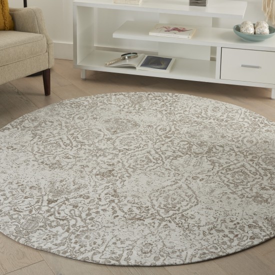 Nourison Damask DAS06 Area Rug, Ivory, 6' x Round