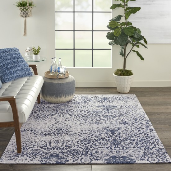 Nourison Damask DAS06 Area Rug, Ivory/Navy, 3'6" x 5'6"