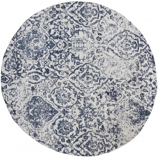 Nourison Damask DAS06 Area Rug, Ivory/Navy, 4' x Round