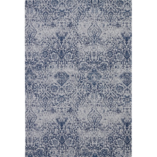 Nourison Damask DAS06 Area Rug, Ivory/Navy, 6' x 9'